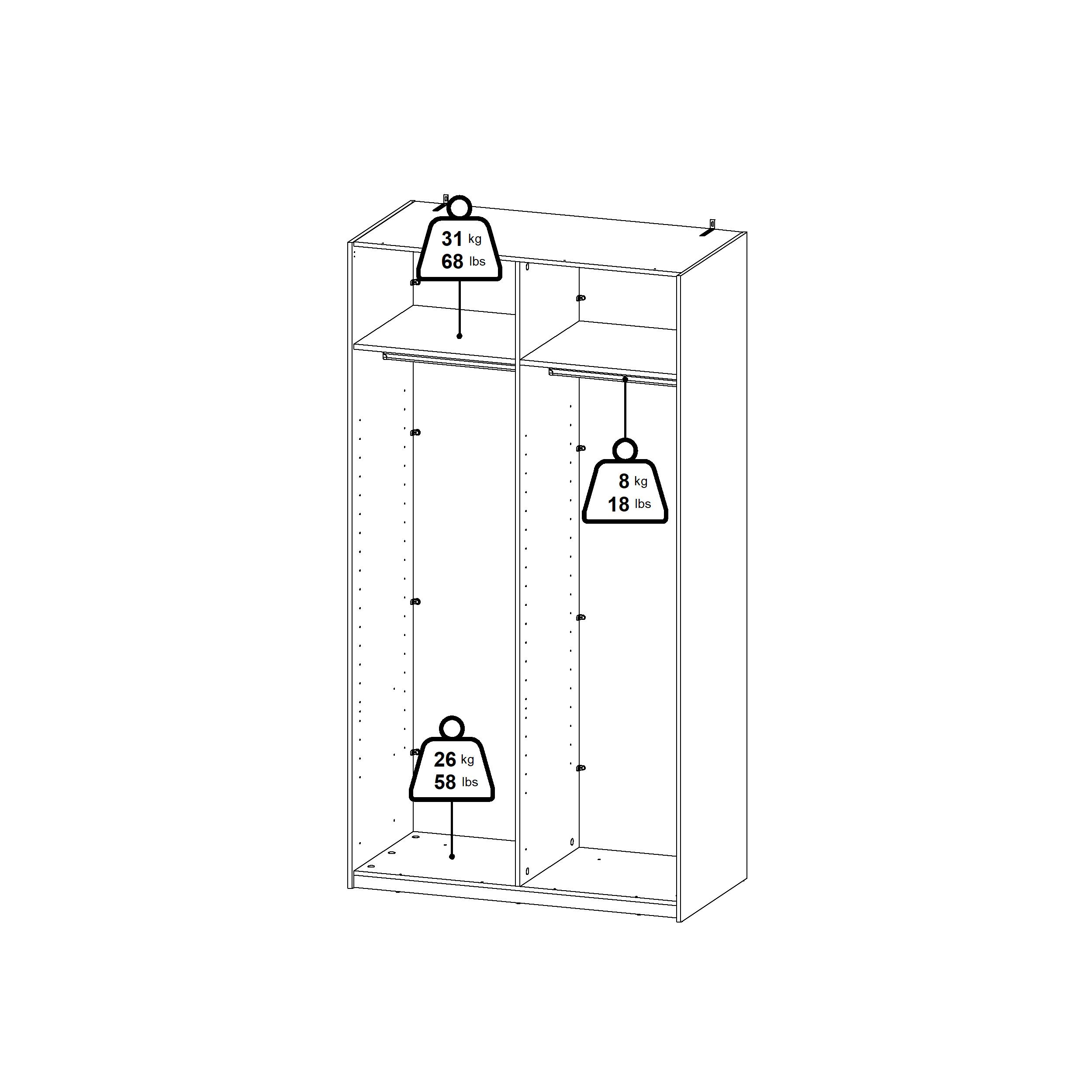 Galena S Garderobeskab 120 x 220 x 63 cm 