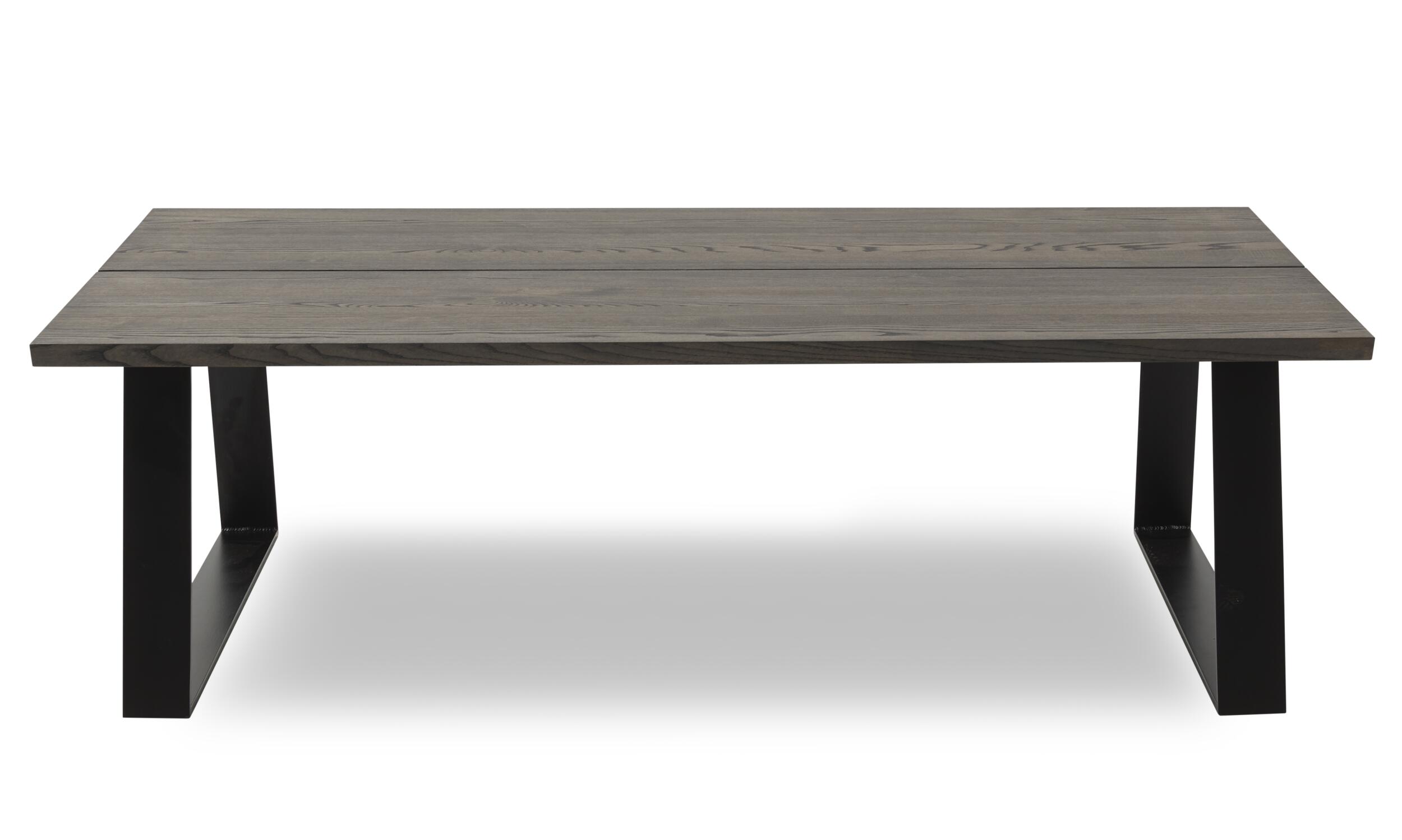 Timber Sofabord i mørkebrunt træ 150 x 45 x 90 cm + sorte ben